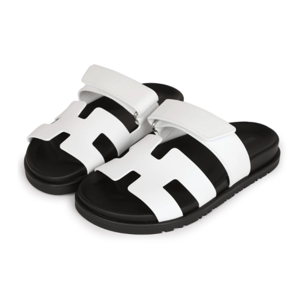 Hermes Chypre Sandals - White Palladium Hardware - Image 3
