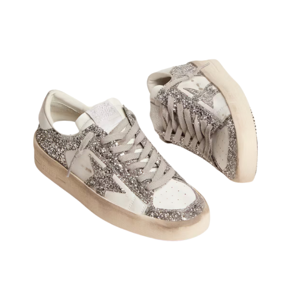 Golden Goose Baskets Stardan Cuir - Blanc Glitter - Image 3