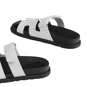Hermes Chypre Sandals - White Palladium Hardware - Image 4